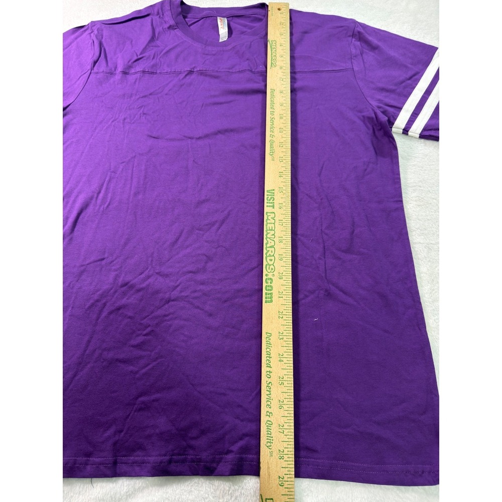 Royal Avalon Sport Mens Purple Football Jersey Style T-Shirt‎ Striped Sleeve L - Picture 6 of 8